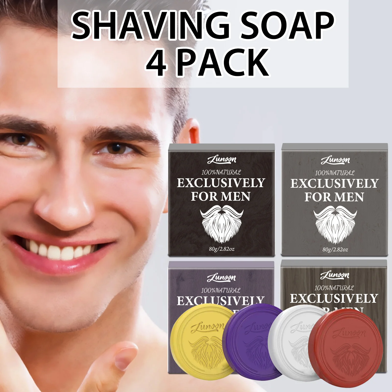 Men'S Beard Grooming - 4/1 stuks Heren Baard Scheerzeep Handgemaakt