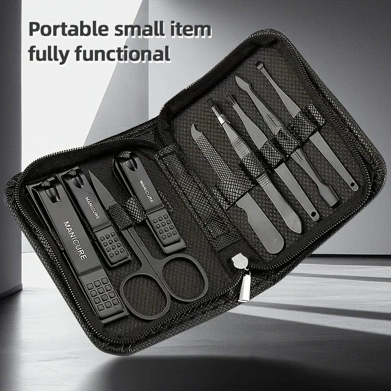 Men'S Grooming Tool - 9-delige manicure- en pedicureset, nagelverzorgingsset voor