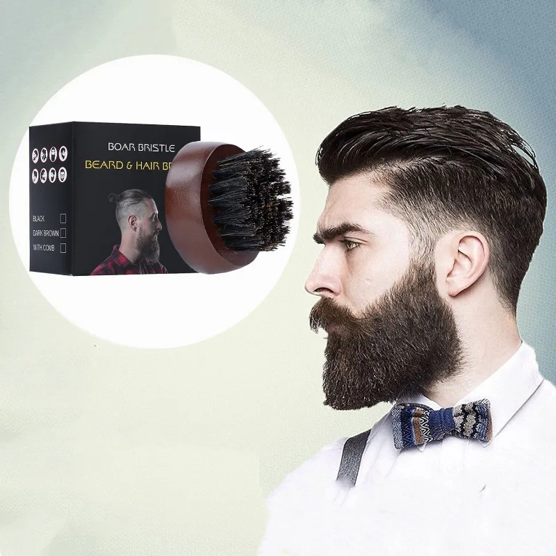 Men'S Grooming Tool - Baardborstel Man Zwijn Borstelharen Kleine Ronde