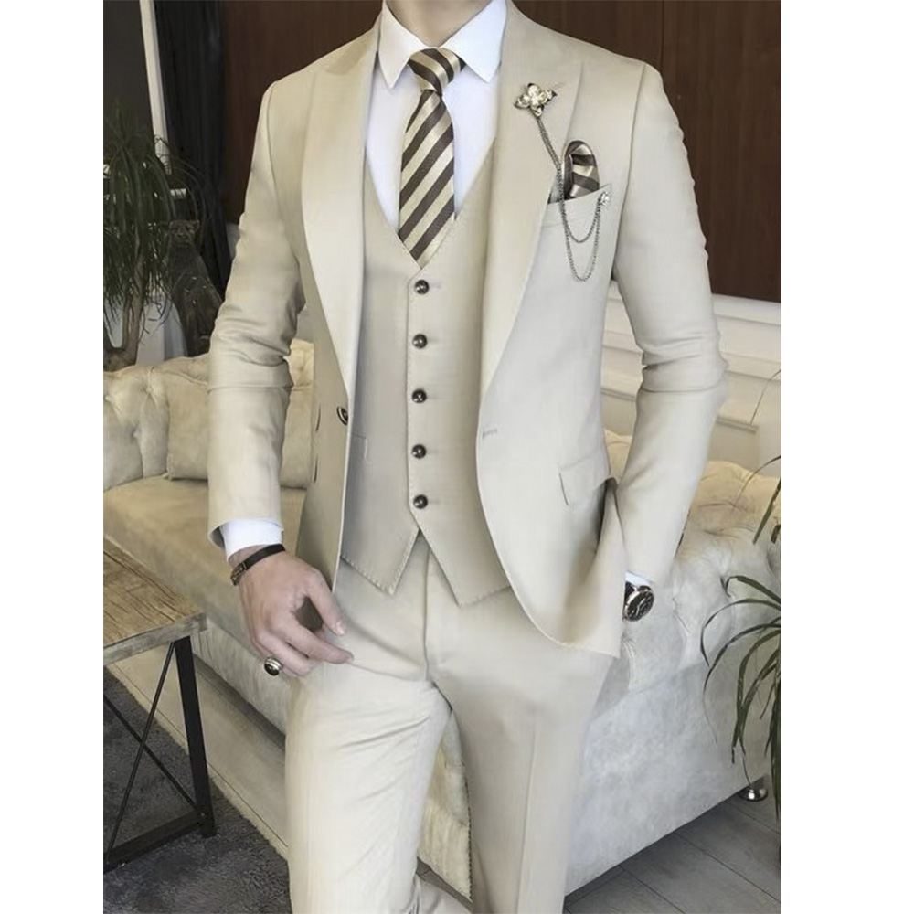 Beige Herenpak Set Bruiloft Br - Mens Grooming Brand recensie en prijs